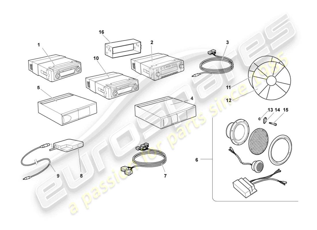 lamborghini murcielago coupe (2004) elektrische teile für audiosystem teilediagramm