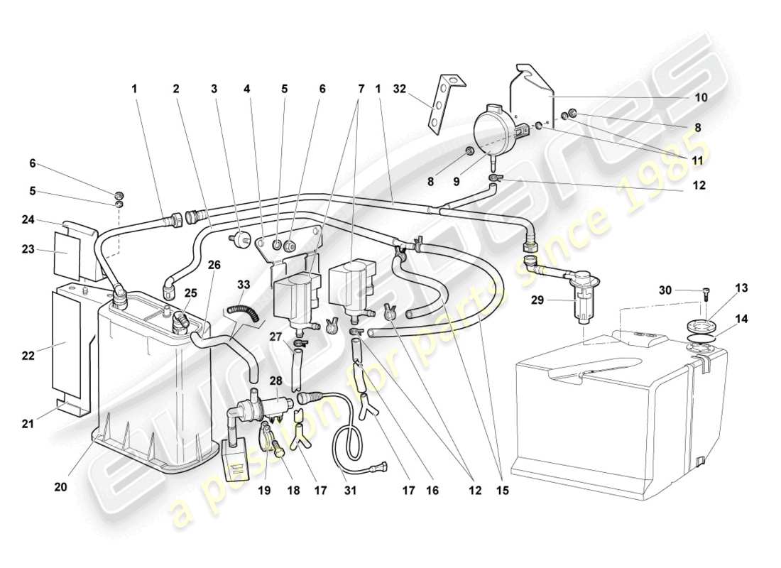 lamborghini murcielago coupe (2004) aktivkohlebehälter teilediagramm