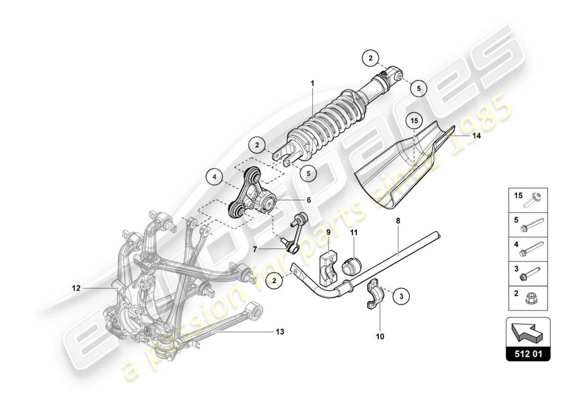 lamborghini centenario coupe (2017) stoßdämpfer hinten, ersatzteildiagramm