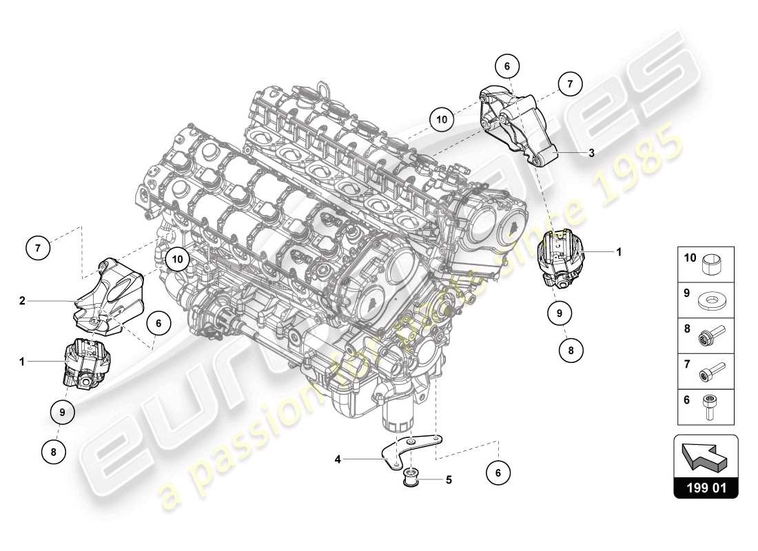 lamborghini 2014 (lp720-4 coupe 50) befestigungsteile für motor teilediagramm