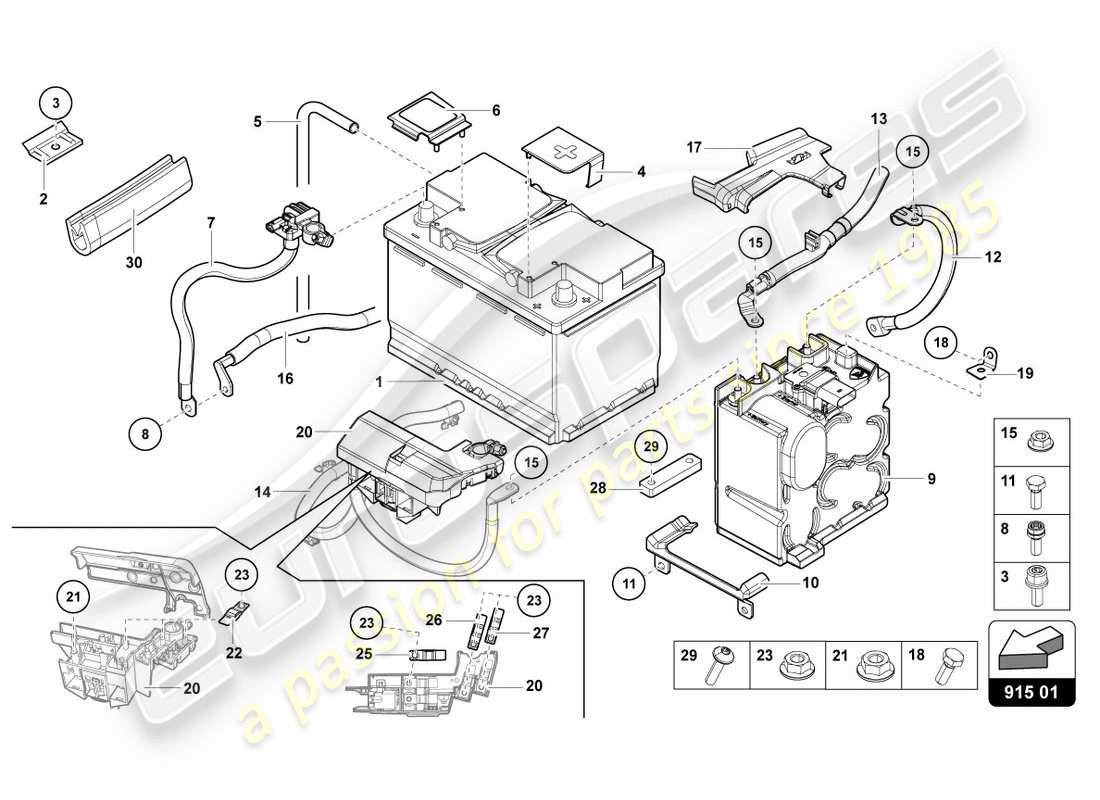 lamborghini centenario roadster (2017) batterie teilediagramm