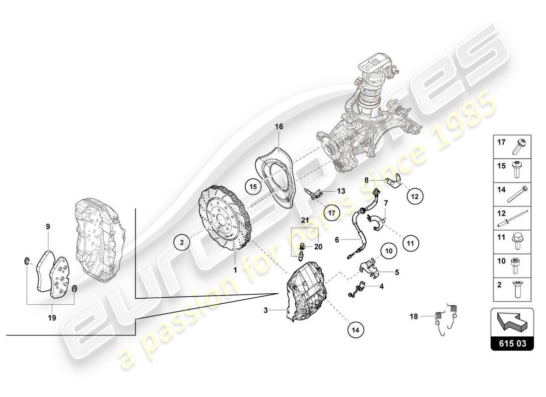 lamborghini lp580-2 spyder (2018) bremsscheibe (belüftet) vorne ersatzteildiagramm