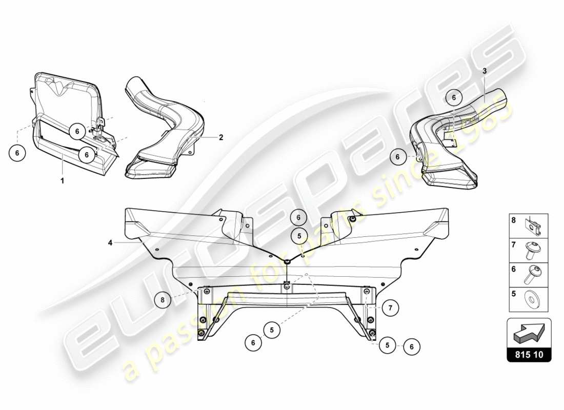 lamborghini centenario roadster (2017) luftkanal vorne aus karton teilediagramm