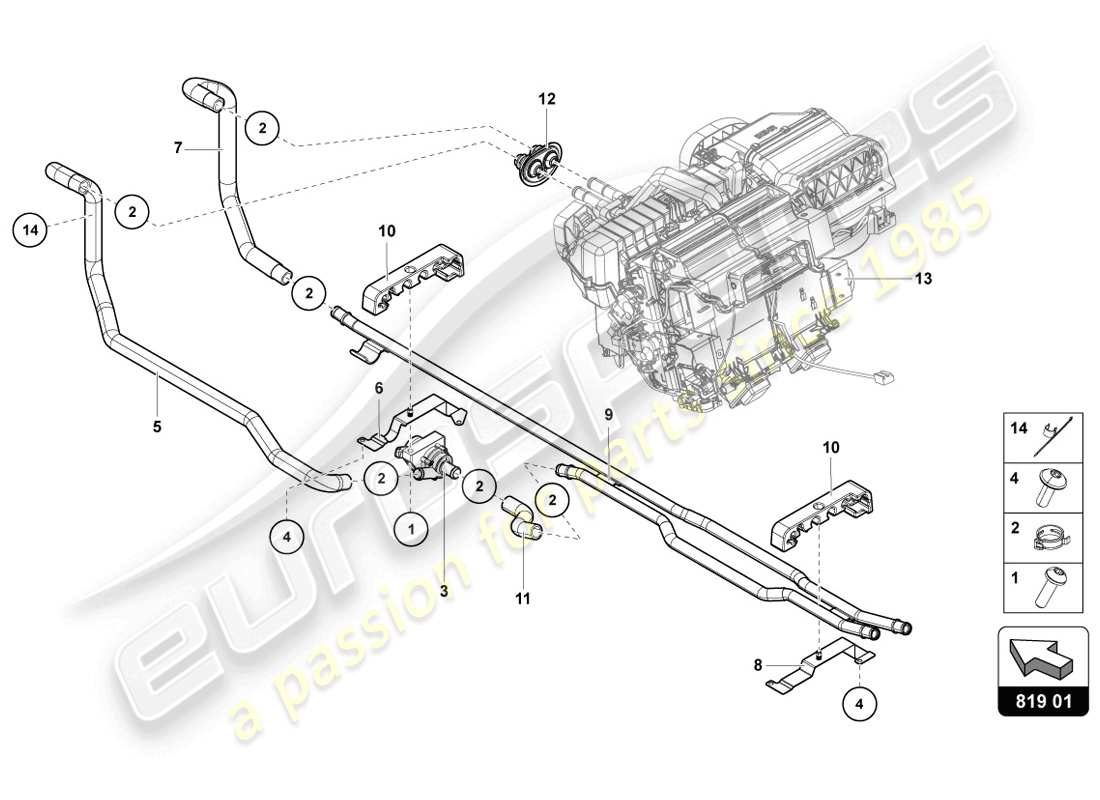 lamborghini 2014 (lp720-4 coupe 50) heizung/klimaanlage teilediagramm
