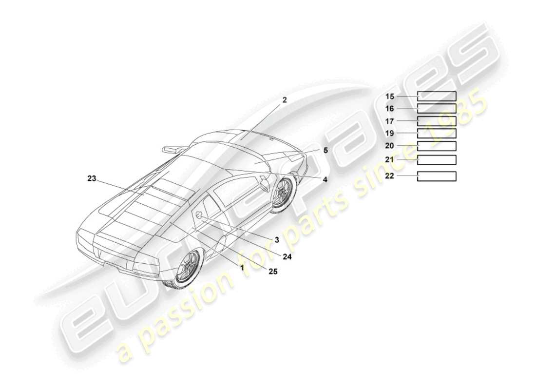 lamborghini murcielago coupe (2004) typenschilder ersatzteil-diagramm