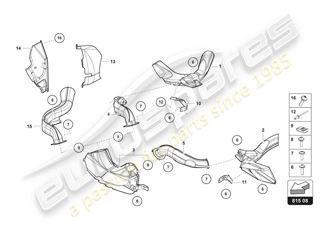 lamborghini lp740-4 s roadster (2020) luftkanal-pappe ersatzteildiagramm