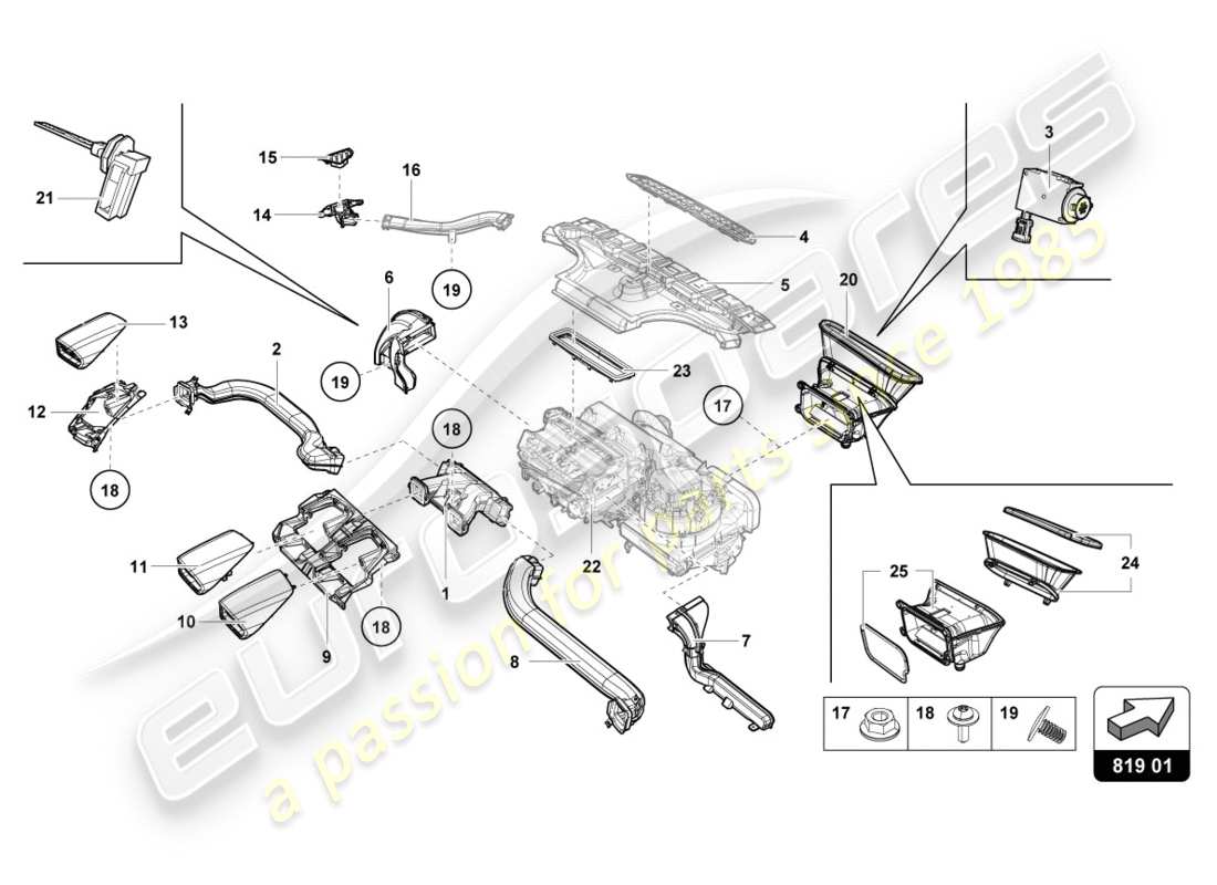 lamborghini 2019 (lp580-2 coupe) entlüftungsteildiagramm