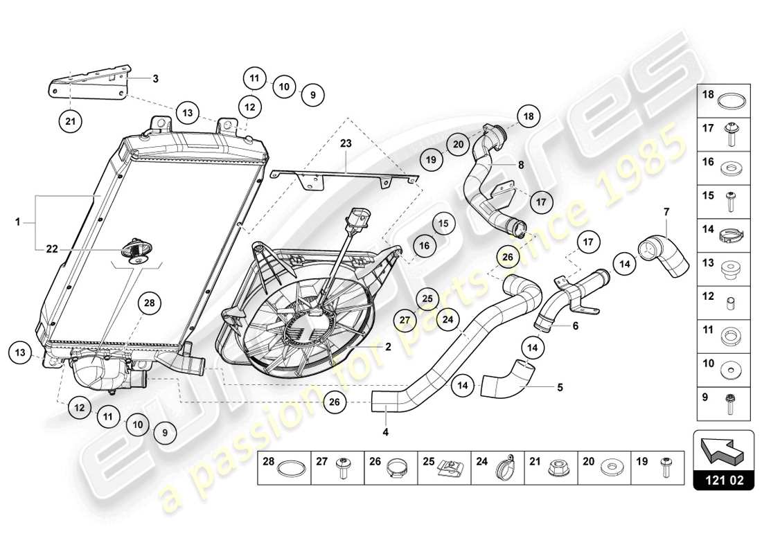 lamborghini lp720-4 coupe 50 (2014) kühler für kühlmittel teilediagramm