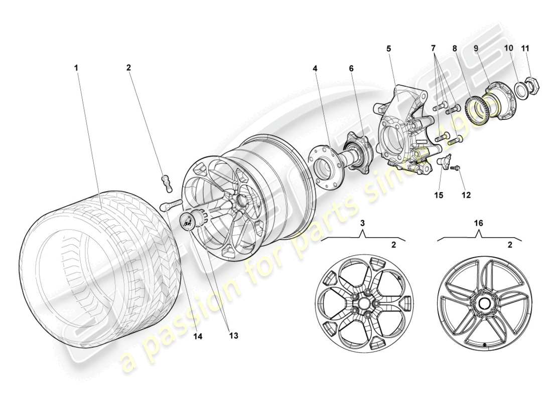 lamborghini murcielago coupe (2005) radlagergehäuse hinten ersatzteildiagramm