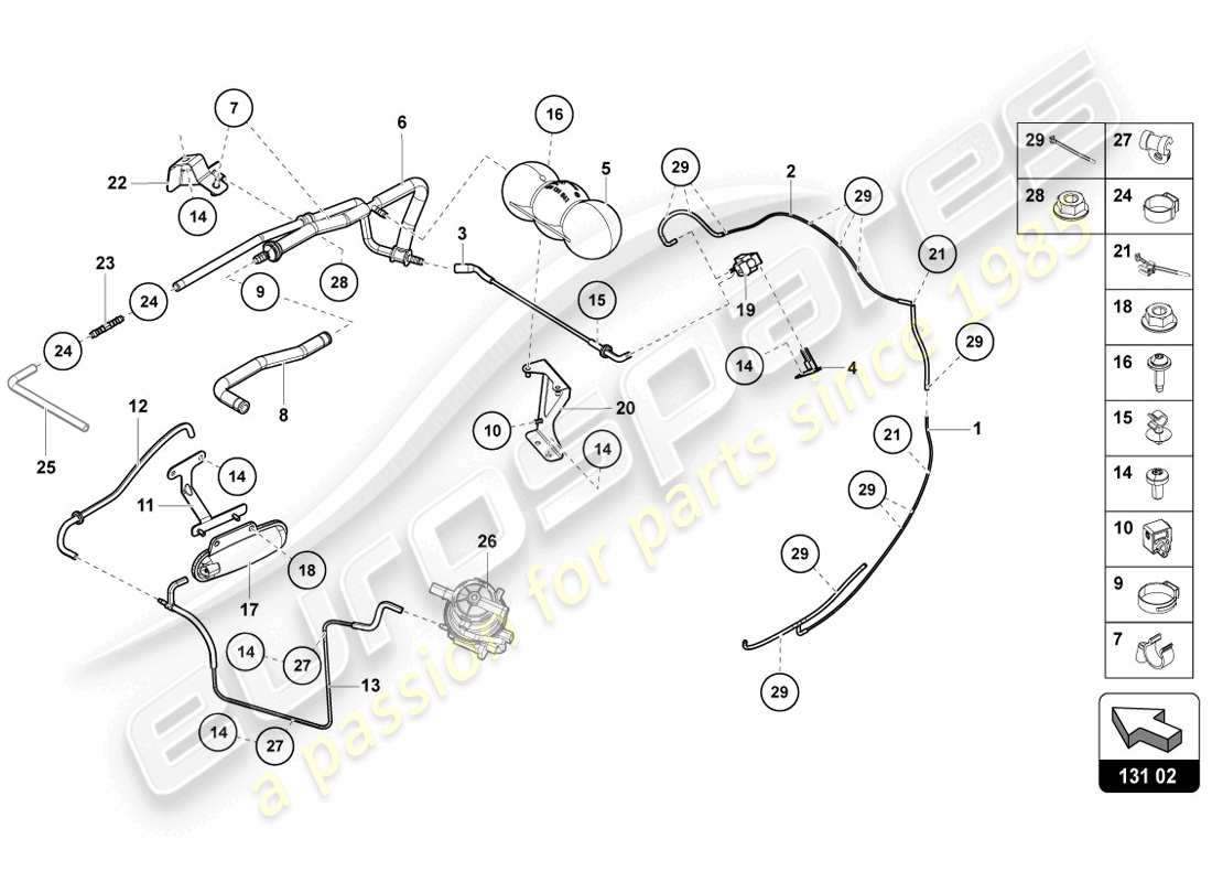 lamborghini 2014 (lp720-4 coupe 50) vakuumsystem teilediagramm