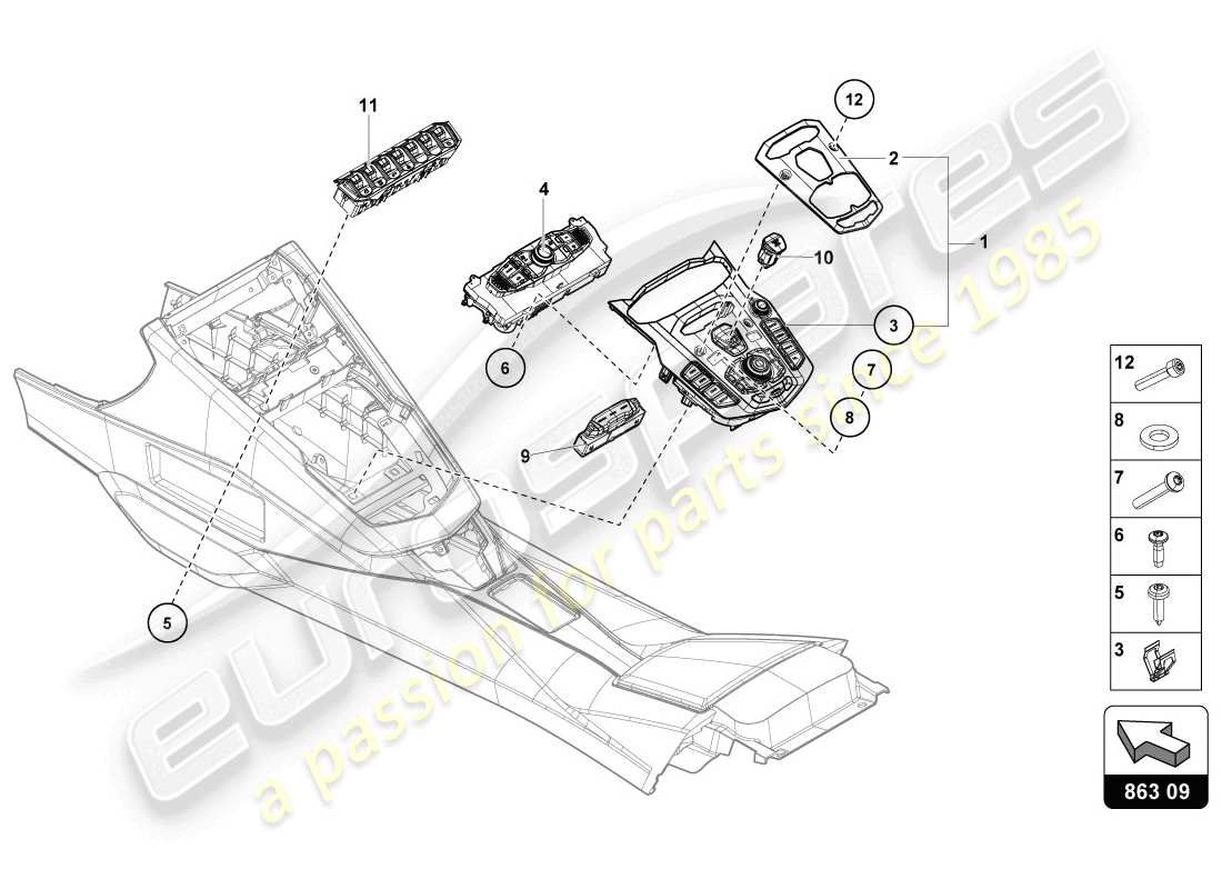 lamborghini 2014 (lp720-4 coupe 50) schaltereinheit ersatzteildiagramm
