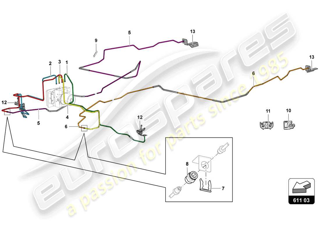 lamborghini lp720-4 coupe 50 (2014) bremsservo, leitungen und vakuumsystem teilediagramm