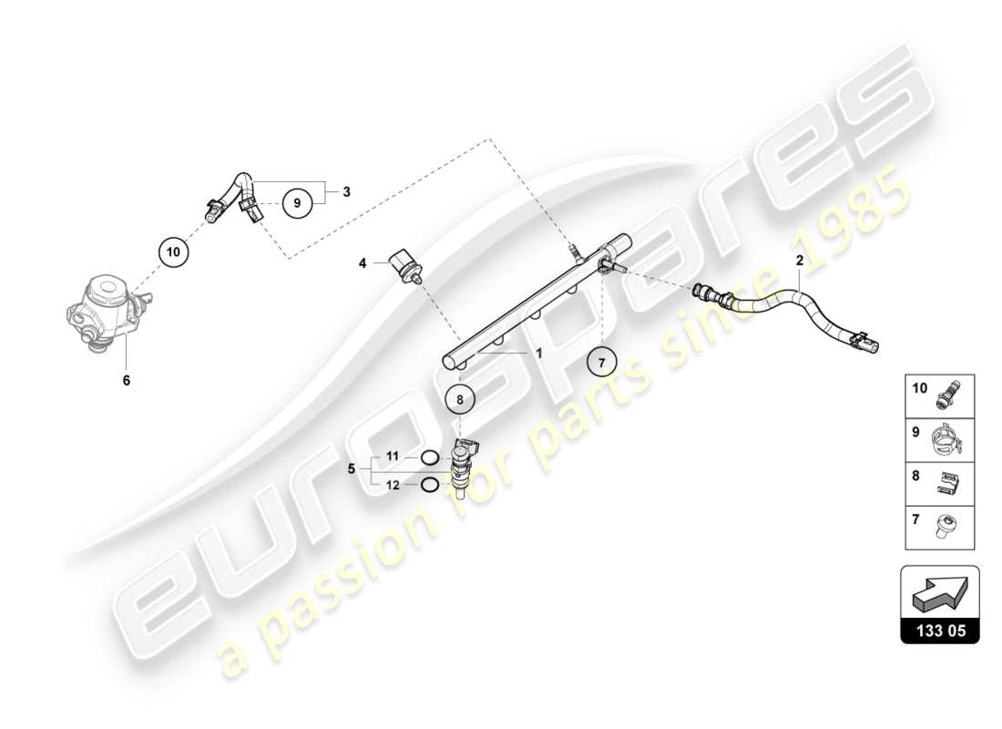 lamborghini 2020 (performante coupe) teilediagramm des einspritzsystems