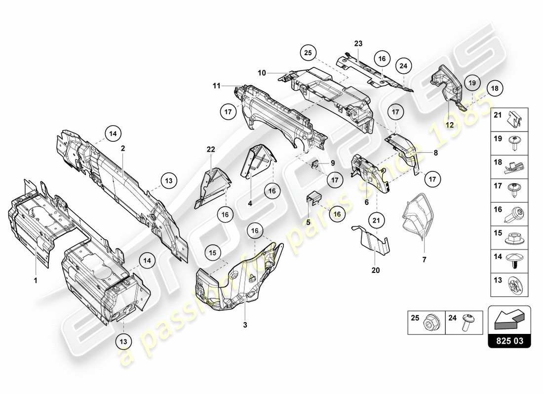 lamborghini 2019 (lp580-2 spyder) wärmeschild ersatzteildiagramm