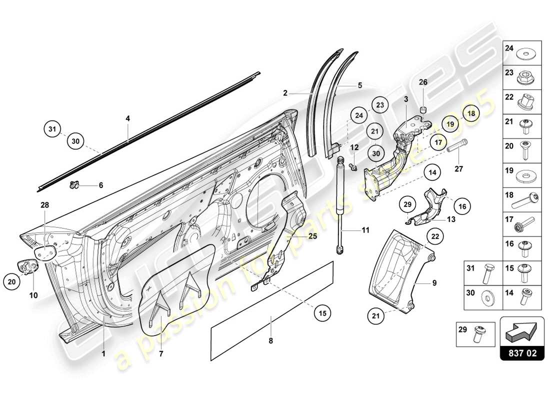 lamborghini lp720-4 coupe 50 (2014) fahrer- und beifahrertür teilediagramm