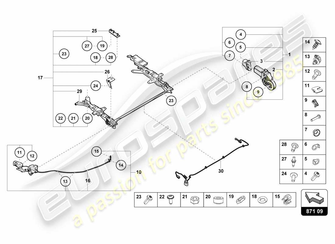 lamborghini lp580-2 spyder (2018) schiebedachmotor-ersatzteildiagramm