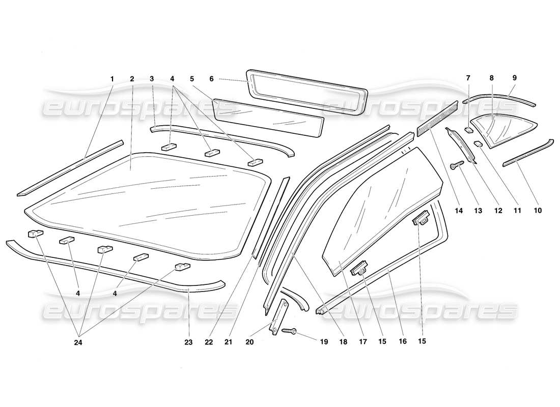 lamborghini diablo sv (1997) windows-teilediagramm