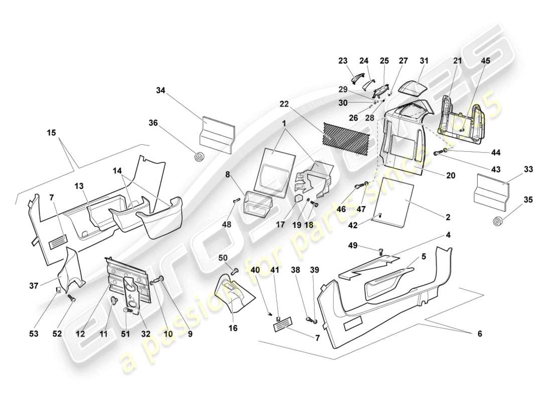 lamborghini murcielago roadster (2005) säulenverkleidung ersatzteildiagramm