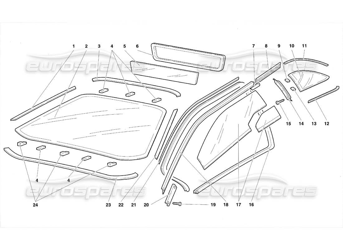 lamborghini diablo se30 (1995) windows-teilediagramm