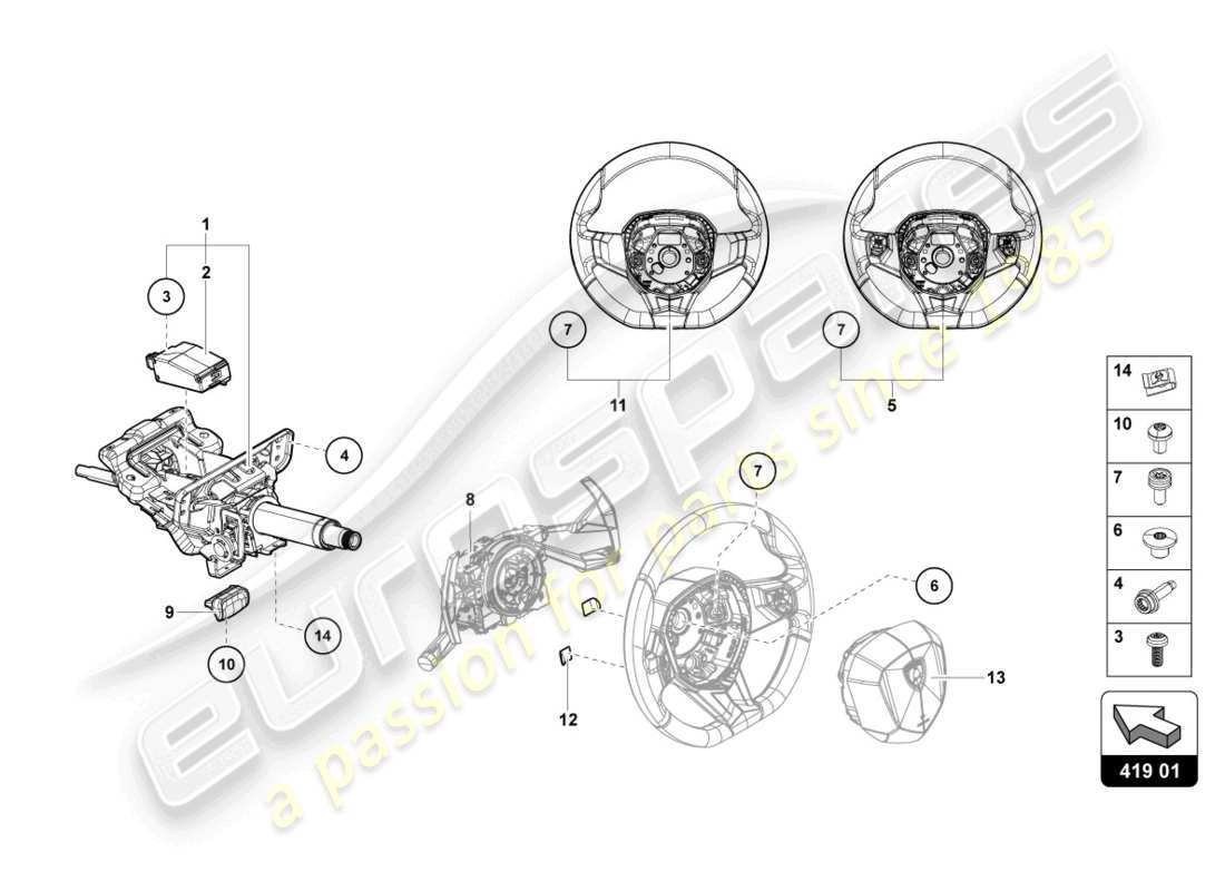 lamborghini 2017 (lp750-4 sv coupe) lenksystem teilediagramm