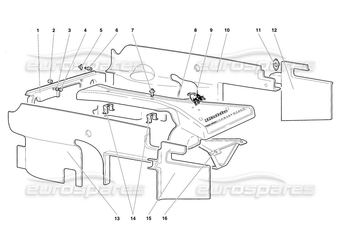 lamborghini diablo sv (1997) teilediagramm für motorgehäuseplatten