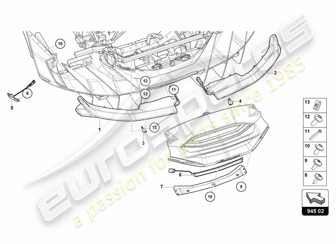 lamborghini centenario coupe (2017) rücklicht hinten ersatzteildiagramm