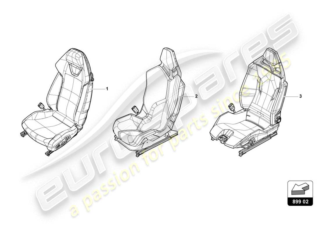 lamborghini evo coupe (2020) sitz, komplett ersatzteildiagramm