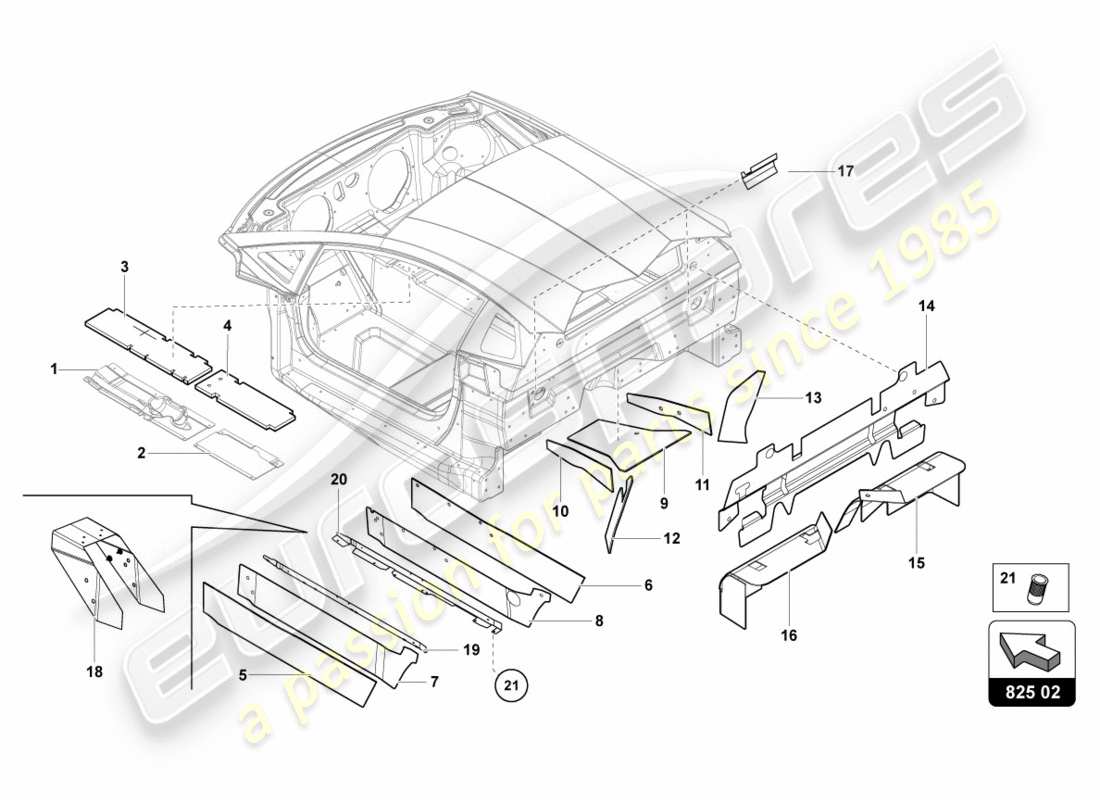 lamborghini lp700-4 coupe (2012) dämpfer für tunnel ersatzteildiagramm