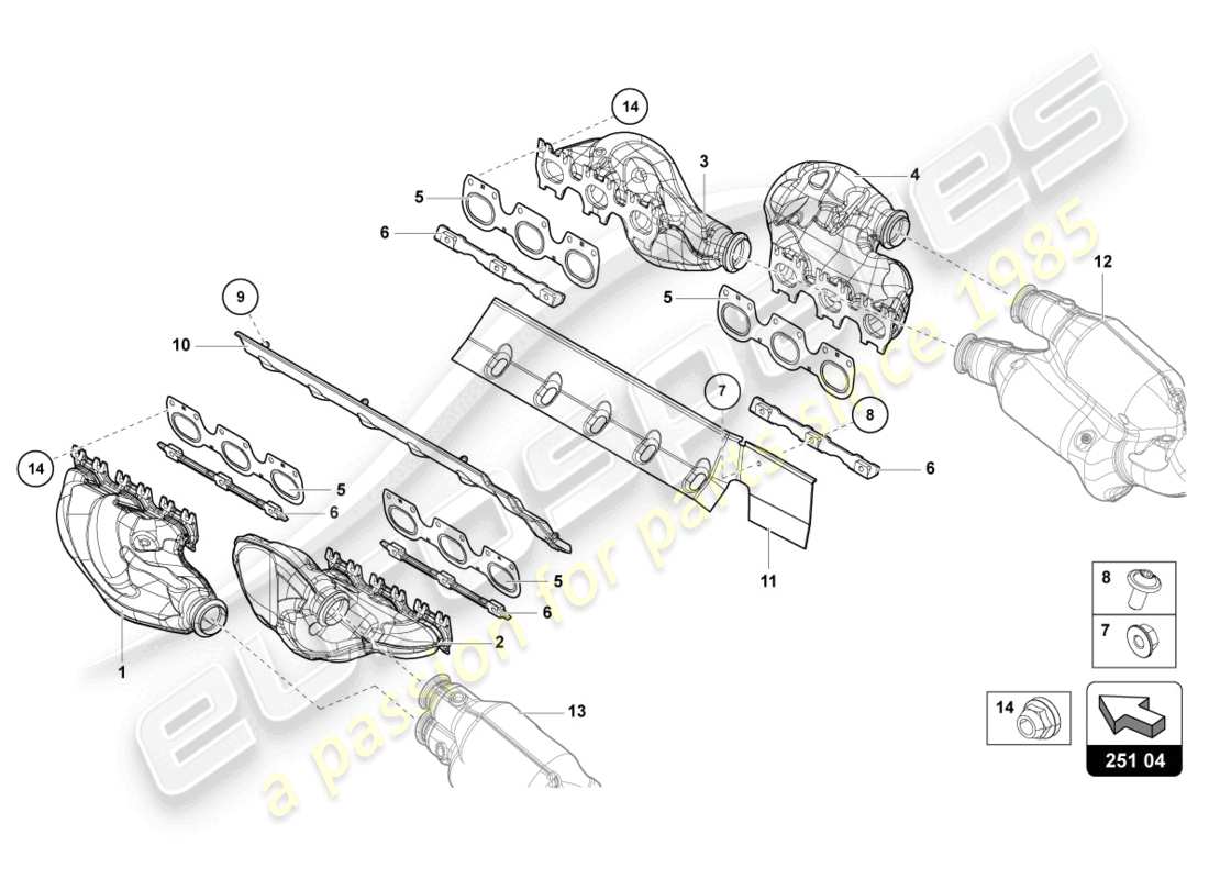 lamborghini sian (2020) auspuffanlage teilediagramm