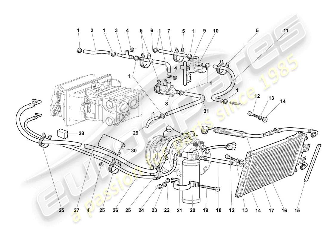 lamborghini murcielago coupe (2004) a/c-kondensator - teilediagramm