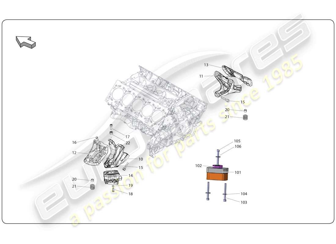 lamborghini super trofeo (2009-2014) motoraufbau teilediagramm