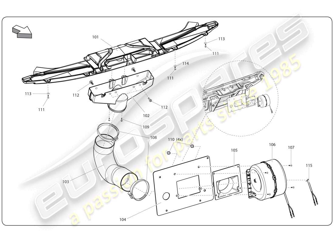 lamborghini super trofeo (2009-2014) lüfterinnenteil-diagramm