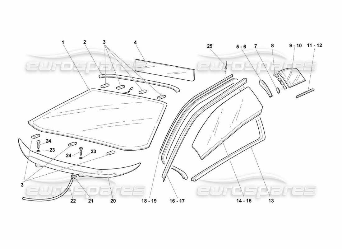 lamborghini murcielago lp670 windows-teilediagramm