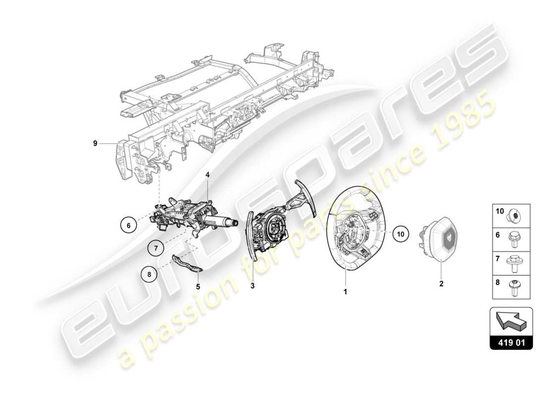 lamborghini performante spyder (2019) lenksystem teilediagramm