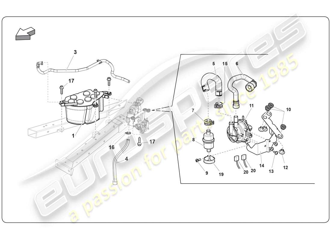 lamborghini super trofeo (2009-2014) kraftstoffsystem teilediagramm