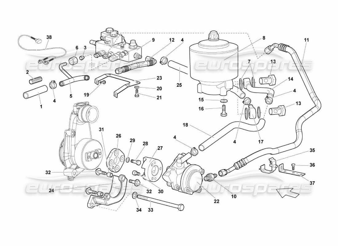 lamborghini murcielago lp670 servolenkung - teilediagramm