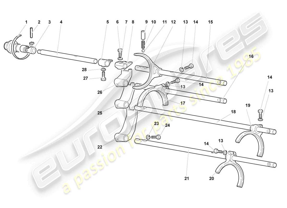 lamborghini murcielago coupe (2005) auswahlmechanismus - ersatzteildiagramm