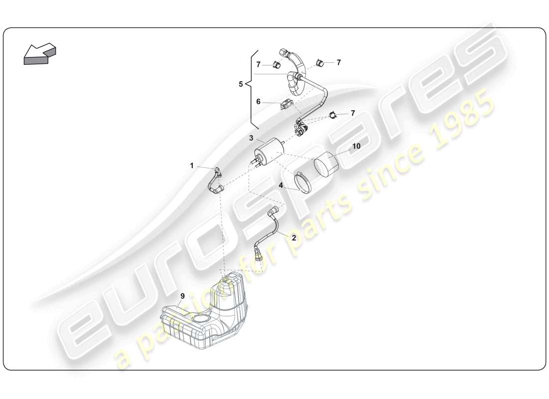 lamborghini super trofeo (2009-2014) kraftstoffsystem teilediagramm