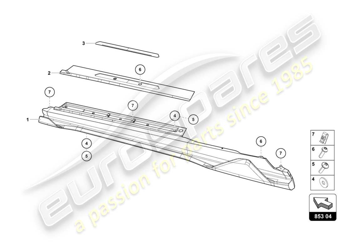 lamborghini centenario roadster (2017) unteres äußeres seitenteil für radkasten ersatzteildiagramm