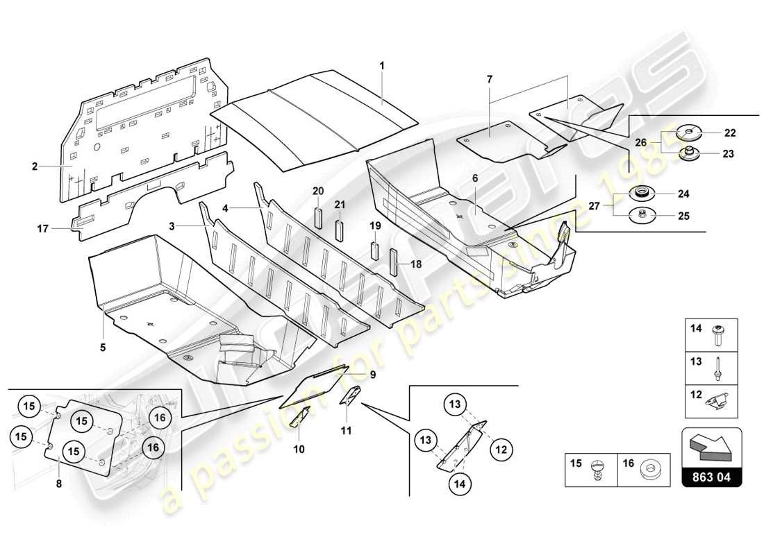 lamborghini 2014 (lp720-4 coupe 50) innendekor teilediagramm