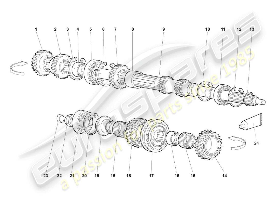 lamborghini murcielago roadster (2005) eingangswellen-ersatzteildiagramm