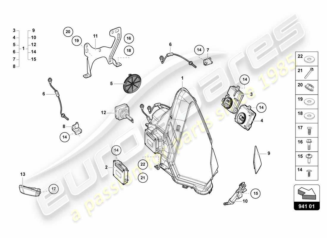 lamborghini 2012 (lp700-4 coupe)) scheinwerfer ersatzteildiagramm