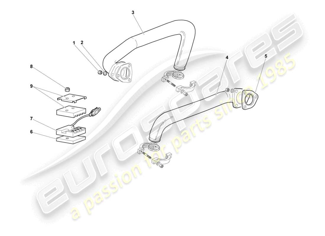 lamborghini murcielago coupe (2004) auspuffanlage teilediagramm