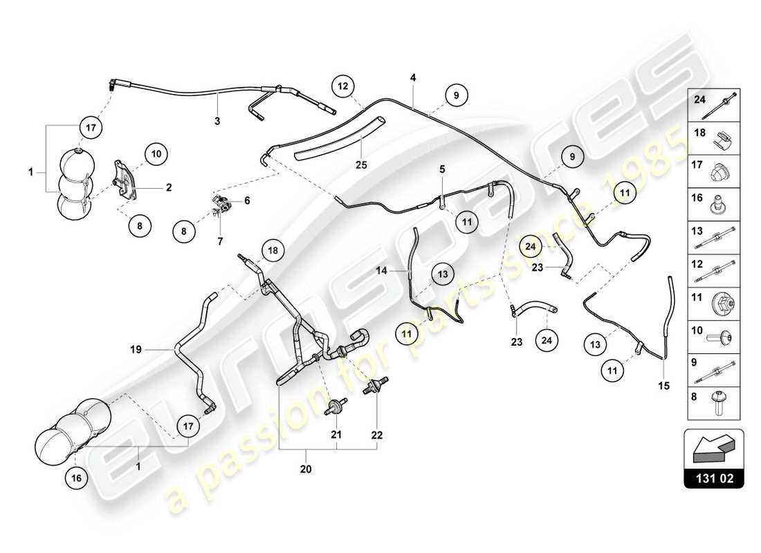 lamborghini evo coupe 2wd (2020) vakuumsystem teilediagramm