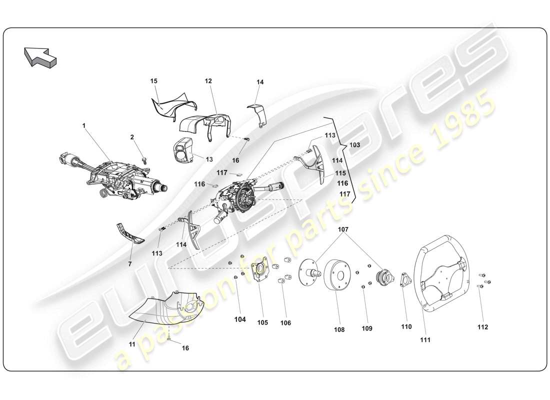lamborghini super trofeo (2009-2014) lenkrad teilediagramm