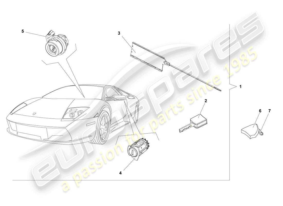 lamborghini murcielago roadster (2005) schlosszylinder ersatzteildiagramm