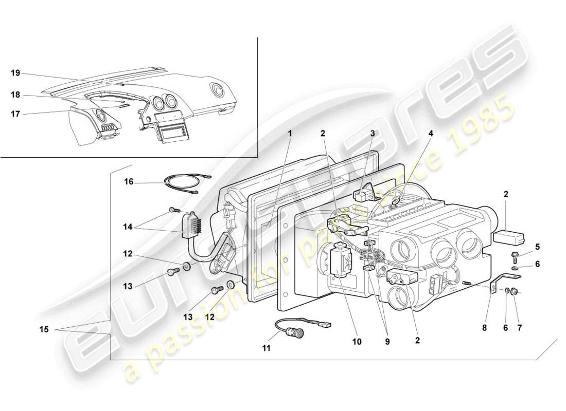 lamborghini murcielago coupe (2002) klimaanlage lhd ersatzteildiagramm