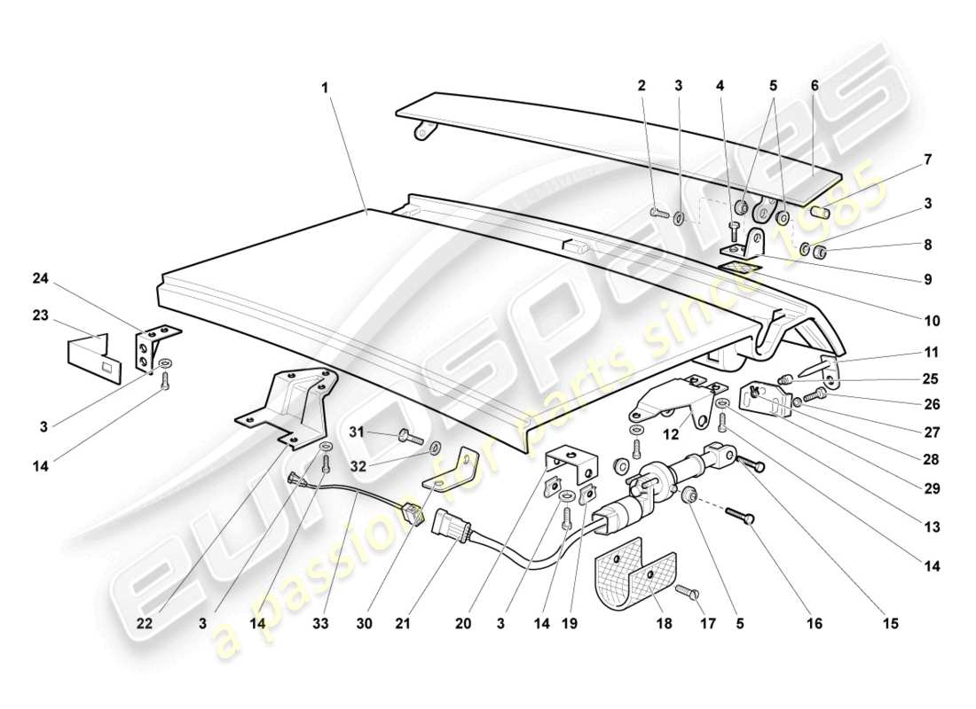 lamborghini murcielago coupe (2004) hintere klappe - teilediagramm