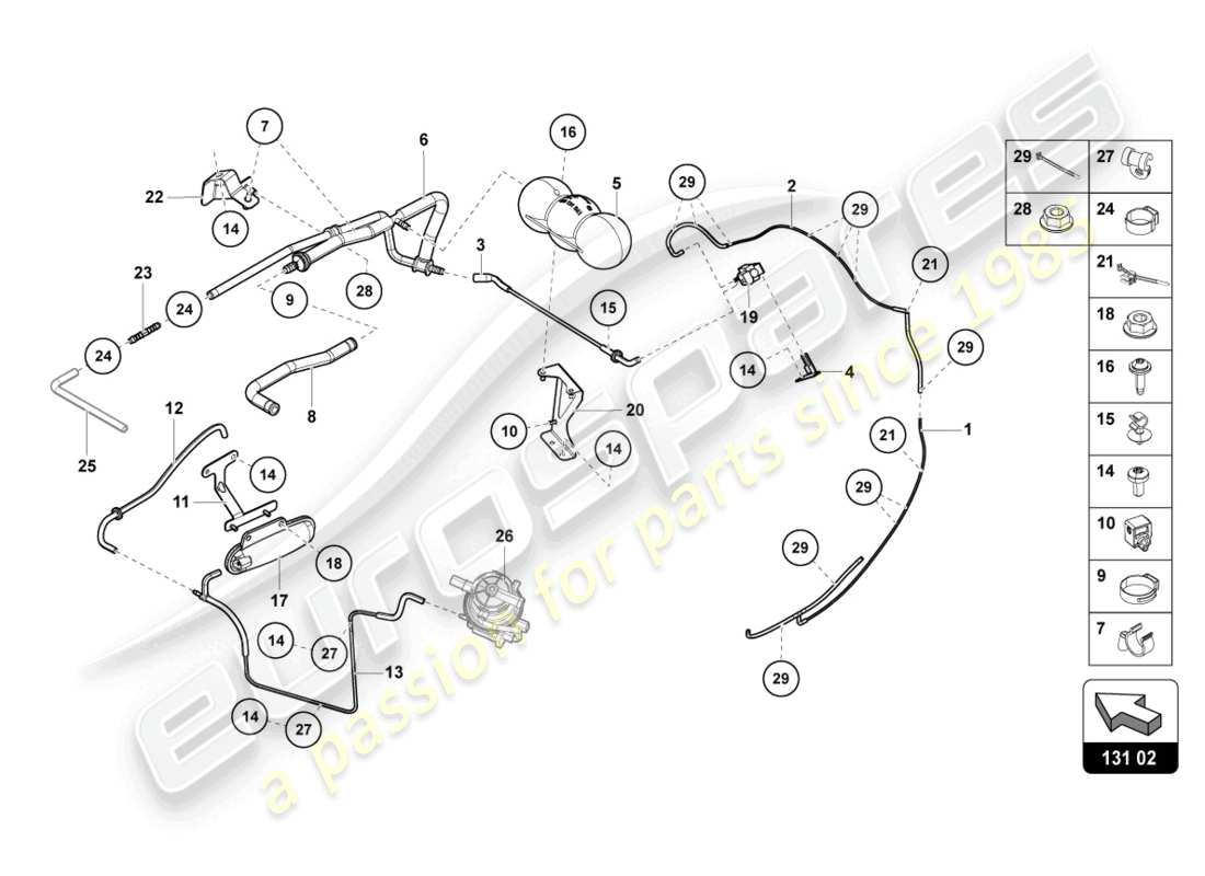 lamborghini lp740-4 s roadster (2018) vakuumsystem teilediagramm