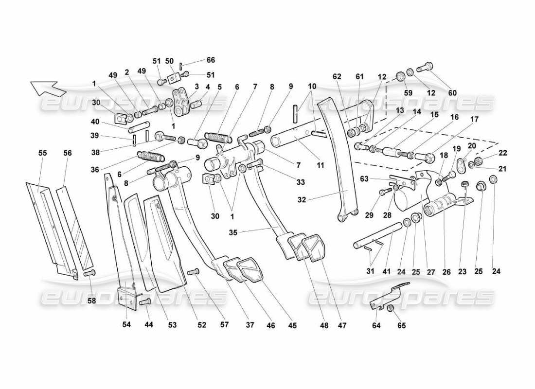 lamborghini murcielago lp670 teilediagramm des manuellen pedalclusters